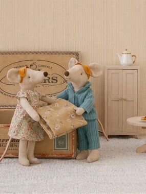 Maileg Mum & Dad Mice Pajama Set Mismatched Pair Preloved